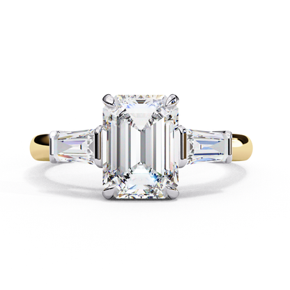 Everbright Emerald Cut Three Stone Solitaire Ring