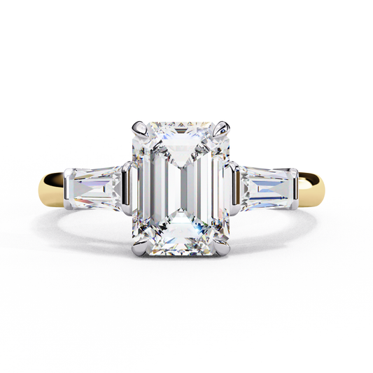 Everbright Emerald Cut Three Stone Solitaire Ring