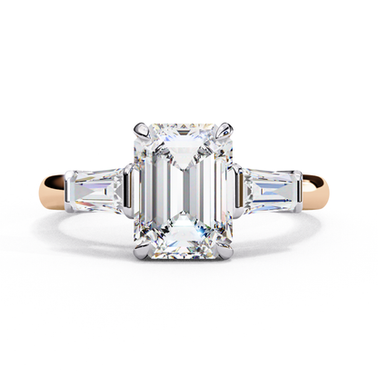 Everbright Emerald Cut Three Stone Solitaire Ring