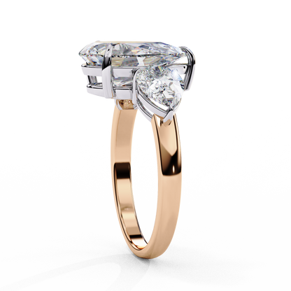 Three Droplets Pear Shape Solitaire Ring