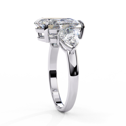 Three Droplets Pear Shape Solitaire Ring