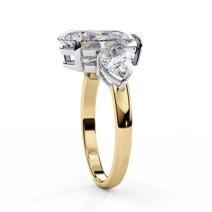 Three Droplets Pear Shape Solitaire Ring