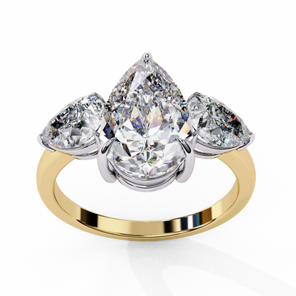 Three Droplets Pear Shape Solitaire Ring