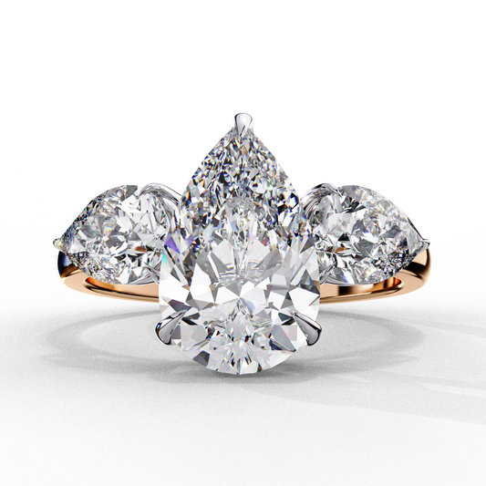 Three Droplets Pear Shape Solitaire Ring