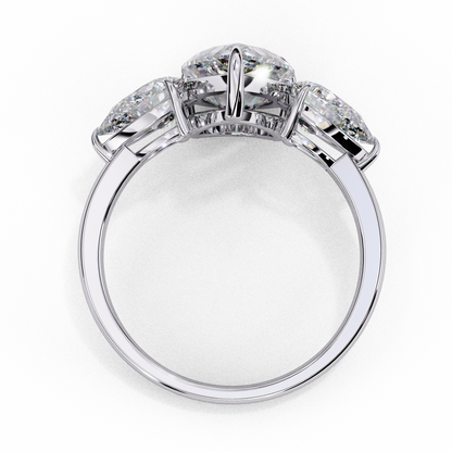 Three Droplets Pear Shape Solitaire Ring