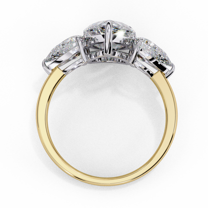 Three Droplets Pear Shape Solitaire Ring