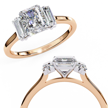 Radiant Cut Three-Stone Solitaire Ring