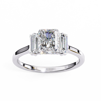 Radiant Cut Three-Stone Solitaire Ring
