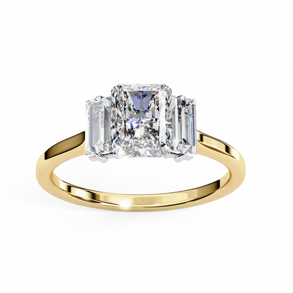 Radiant Cut Three-Stone Solitaire Ring