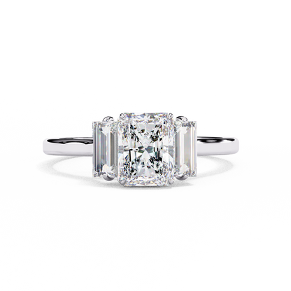 Radiant Cut Three-Stone Solitaire Ring