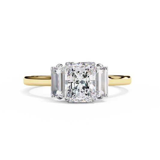 Radiant Cut Three-Stone Solitaire Ring