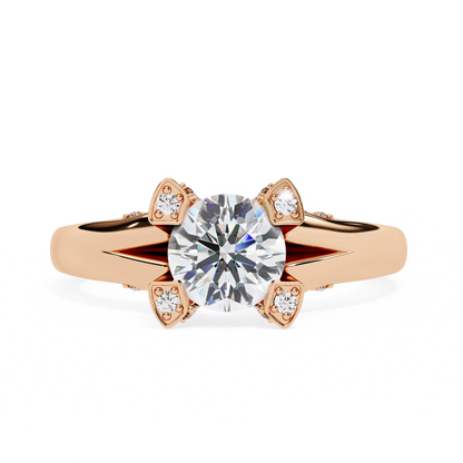 0.88 Carat Round Moon Solitaire Ring