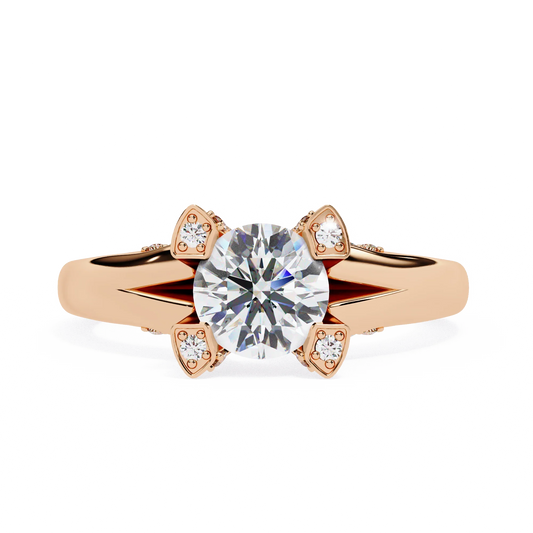 0.88 Carat Round Moon Solitaire Ring