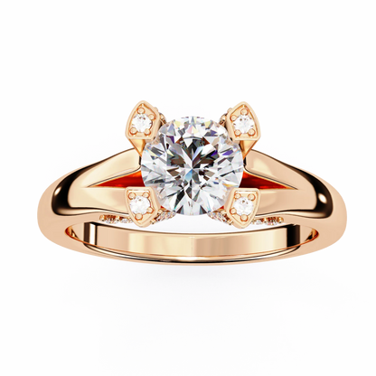 0.88 Carat Round Moon Solitaire Ring