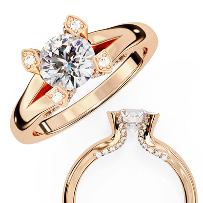 0.88 Carat Round Moon Solitaire Ring