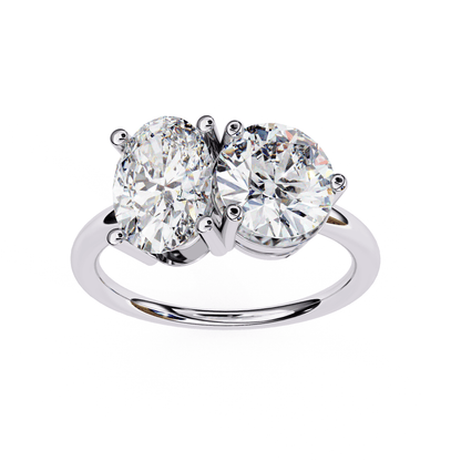Twin Sprak Oval and Round Solitaire Ring