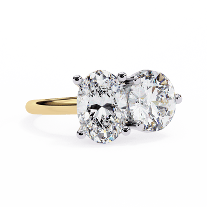 Twin Sprak Oval and Round Solitaire Ring