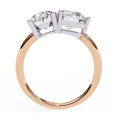 Twin Sprak Oval and Round Solitaire Ring