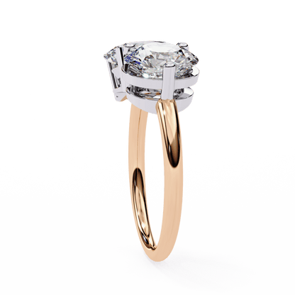 Twin Sprak Oval and Round Solitaire Ring