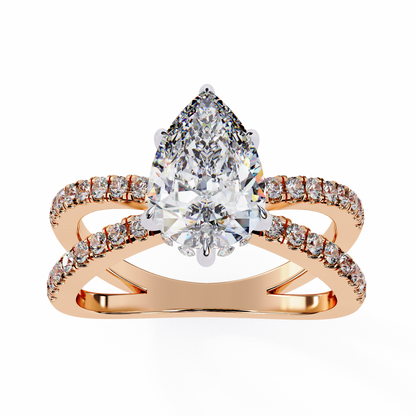 Butterfly Pear shape Soliatire Engagement Ring
