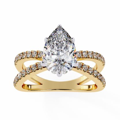 Butterfly Pear shape Soliatire Engagement Ring