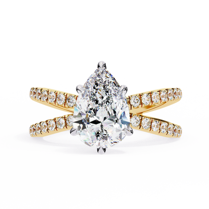 Butterfly Pear shape Soliatire Engagement Ring