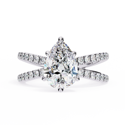 Butterfly Pear shape Soliatire Engagement Ring