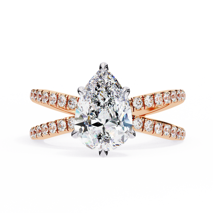 Butterfly Pear shape Soliatire Engagement Ring