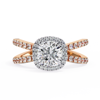 Honey Bee Cushion Cut Solitaire Ring
