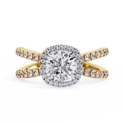 Honey Bee Cushion Cut Solitaire Ring