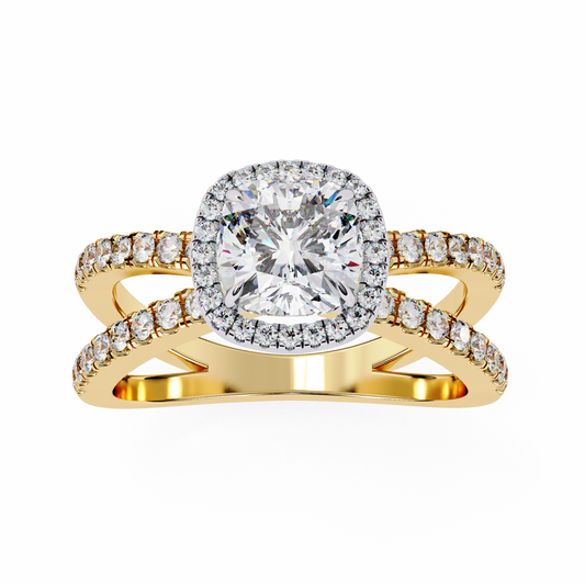 Honey Bee Cushion Cut Solitaire Ring