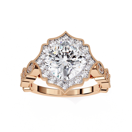 Lotus Pond Cushion Cut Solitaire Ring