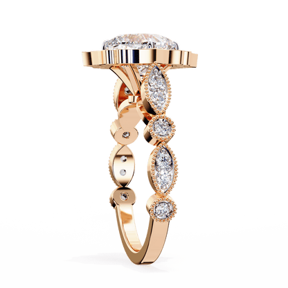 Lotus Pond Cushion Cut Solitaire Ring