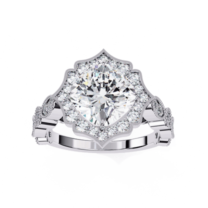 Lotus Pond Cushion Cut Solitaire Ring