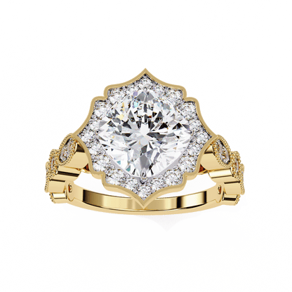 Lotus Pond Cushion Cut Solitaire Ring
