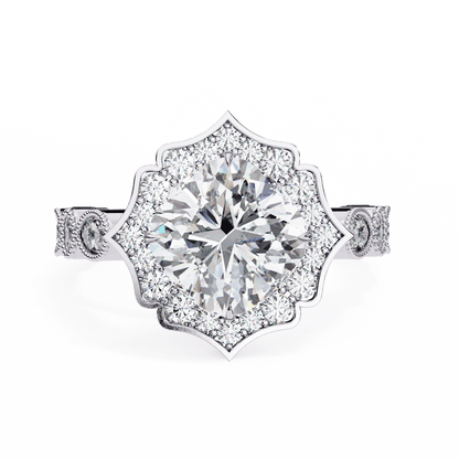 Lotus Pond Cushion Cut Solitaire Ring