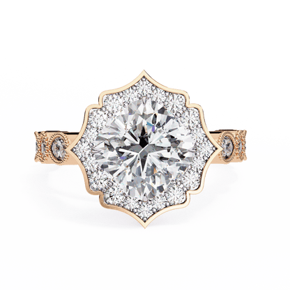 Lotus Pond Cushion Cut Solitaire Ring