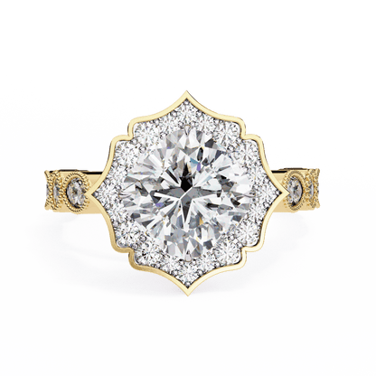 Lotus Pond Cushion Cut Solitaire Ring