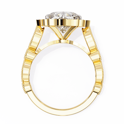 Lotus Pond Cushion Cut Solitaire Ring