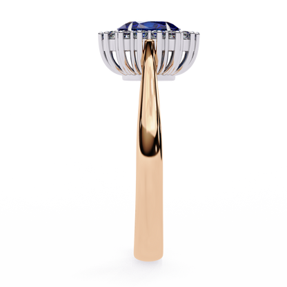 Royal Blue Oval Lab Solitaire Ring