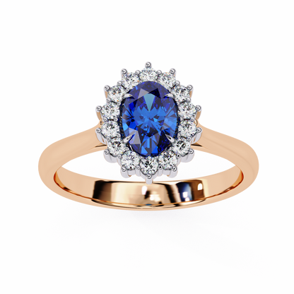Royal Blue Oval Lab Solitaire Ring
