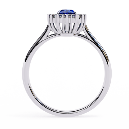 Royal Blue Oval Lab Solitaire Ring