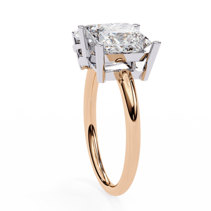 Toi et Moi Drop and Princess Shapes Solitaire Ring