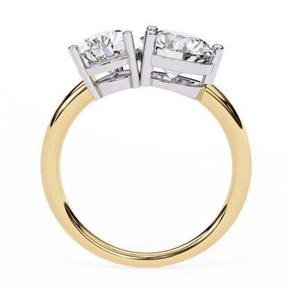 Pear and Round Solitaires Duet Ring