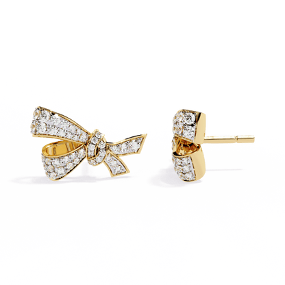 Cross Bow Round Solitaire Earrings