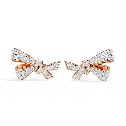 Cross Bow Round Solitaire Earrings