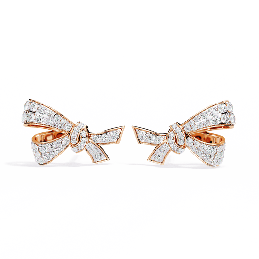 Cross Bow Round Solitaire Earrings