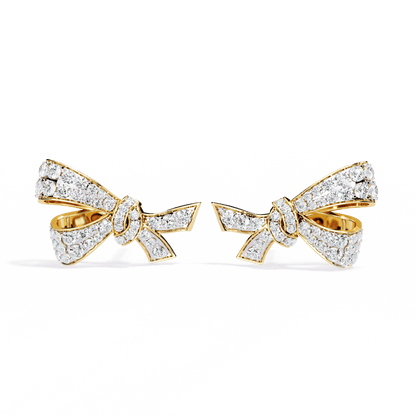 Cross Bow Round Solitaire Earrings
