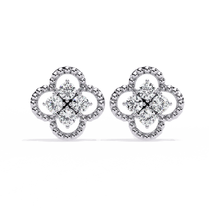 Four Stone Clover Diamond Earrings
