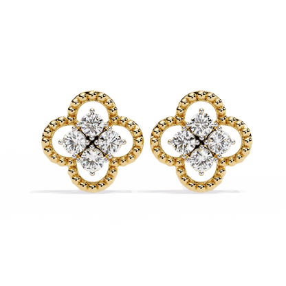 Four Stone Clover Diamond Earrings